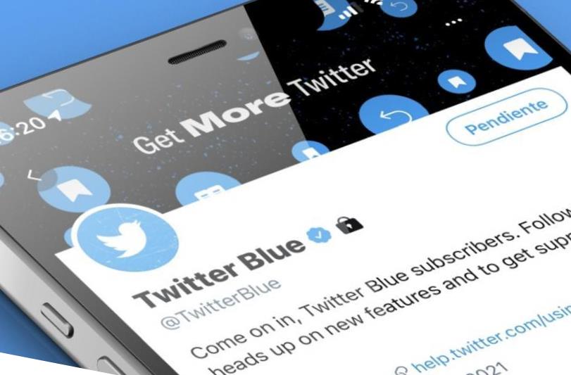 ¡Nuevas y exclusivas funciones! Twitter lanza servicio de pago ¡Twitter Blue! - FOTO